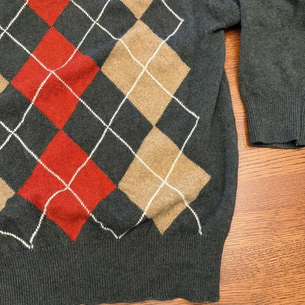 Vintage Bullock & Jones Lambswool Sweater Argyle Scotland Men’s XL Fits Like L